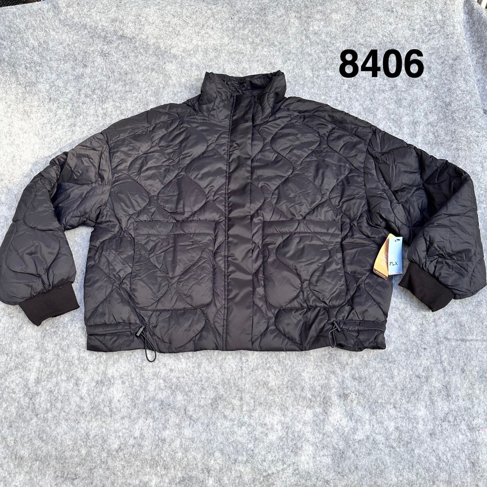 FLX Mineral Black Quilted Jacket Womens XL Water Repellent Patch Pkt WX33V210RS